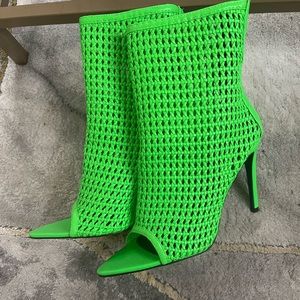 Green peep toe bootie